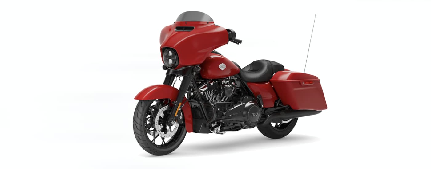 A red 2022 Harley-Davidson Street Glide Special is angled left.